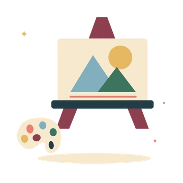 Creative easel and a painting palette.