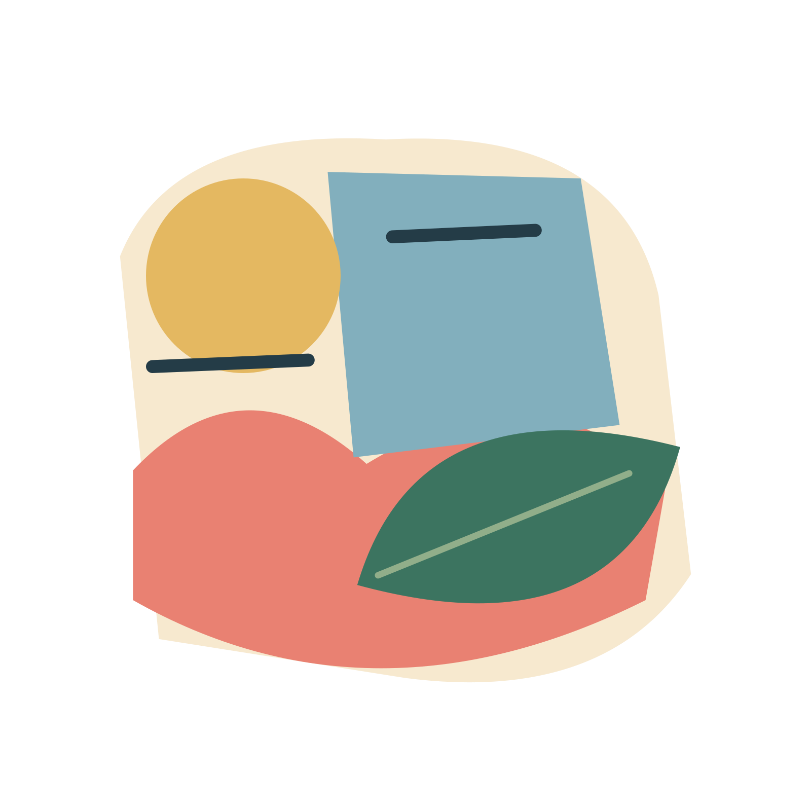 Warm organic paper collage.