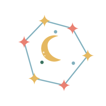 Golden crescent and star constellation.
