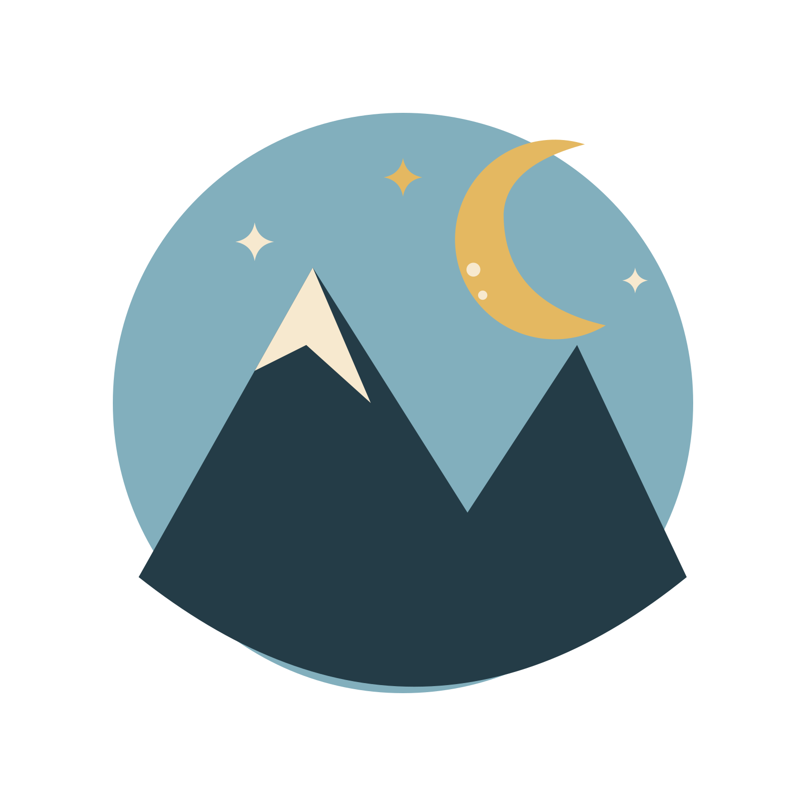 Moonlight over mountain silhouettes.