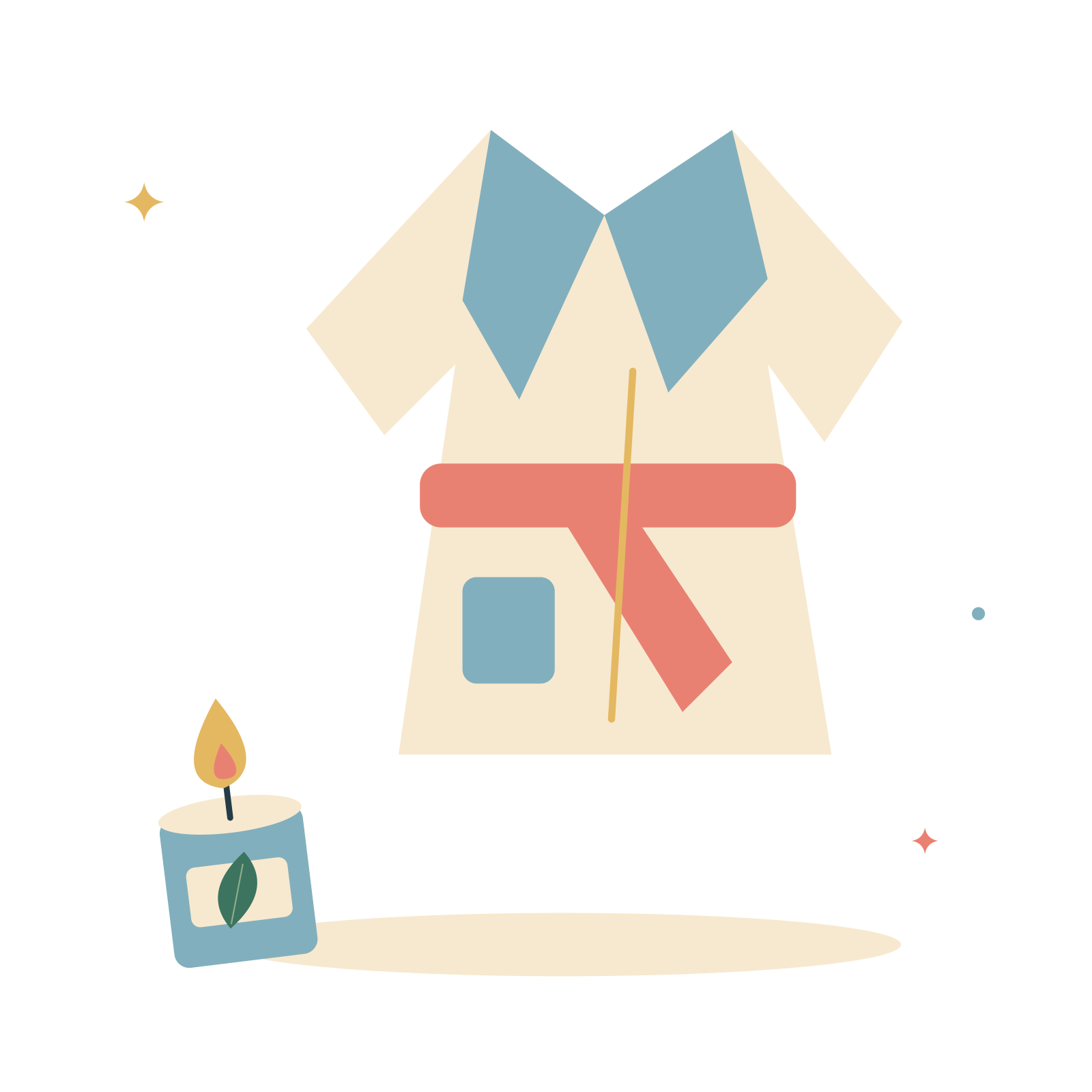 Soft spa robe and a little candle.