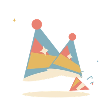 Two festive party hats.