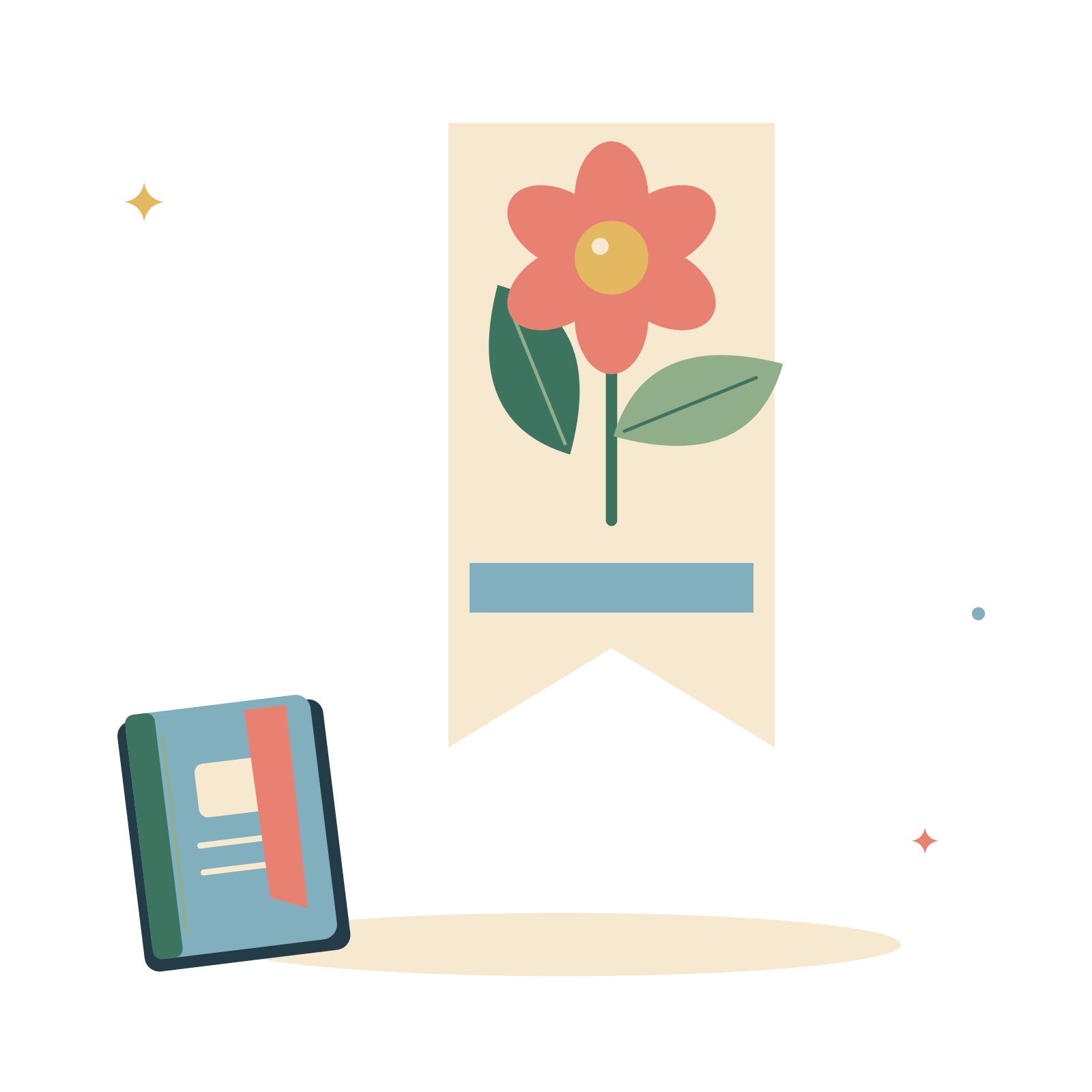 Floral bookmark and writing journal.