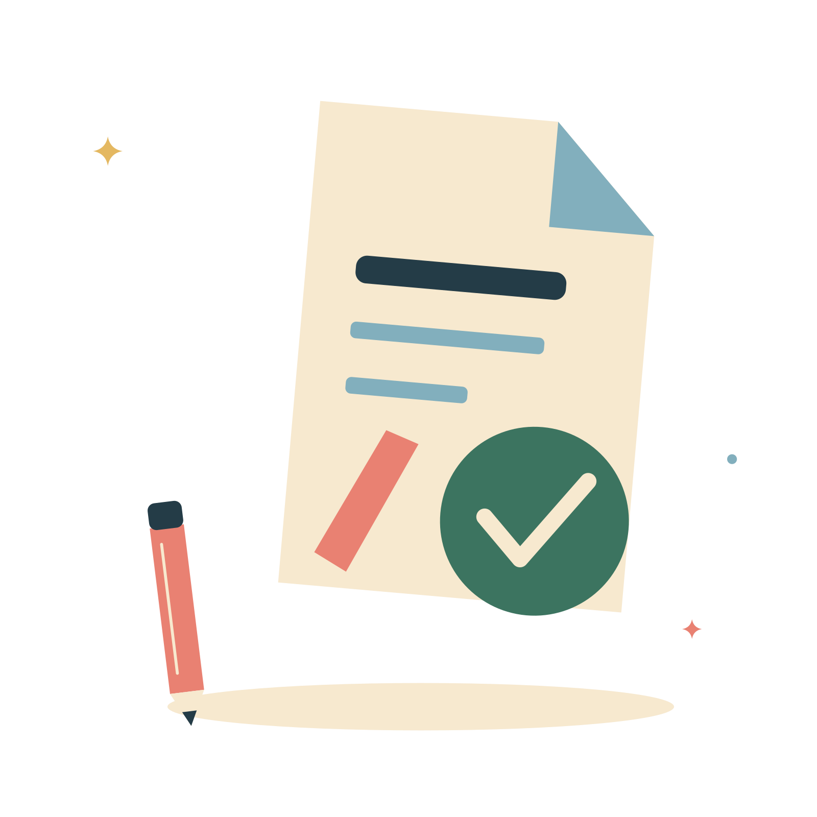 Approved document and pen.