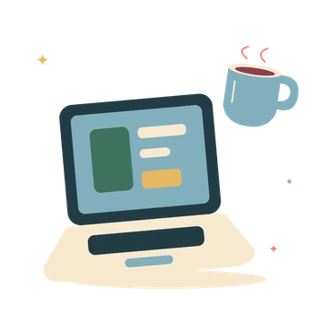 Creative workday laptop and coffee.