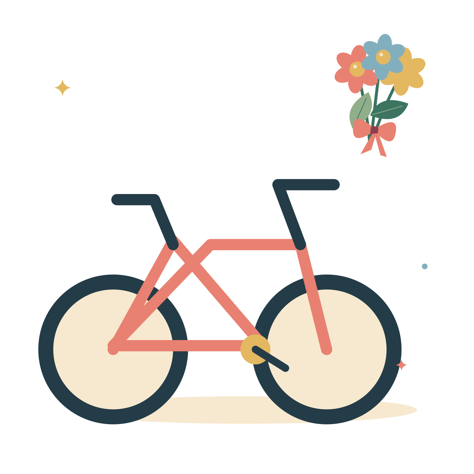 A neighbourhood bicycle and flowers.