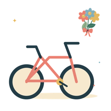 A neighbourhood bicycle and flowers.