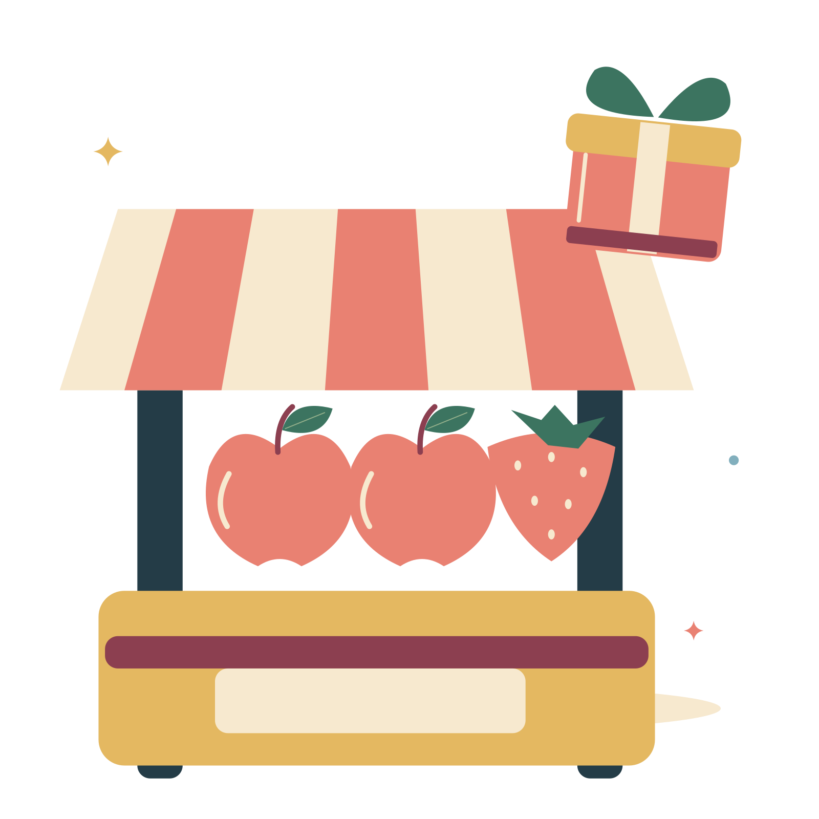 Community market and handmade gifts.