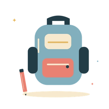 School backpack and a bright pencil.