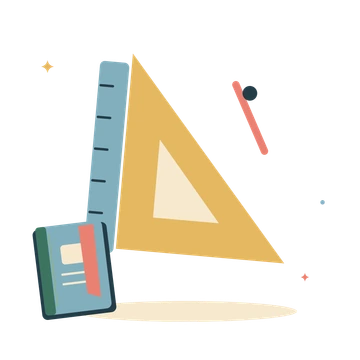 Geometry tools and a notebook.