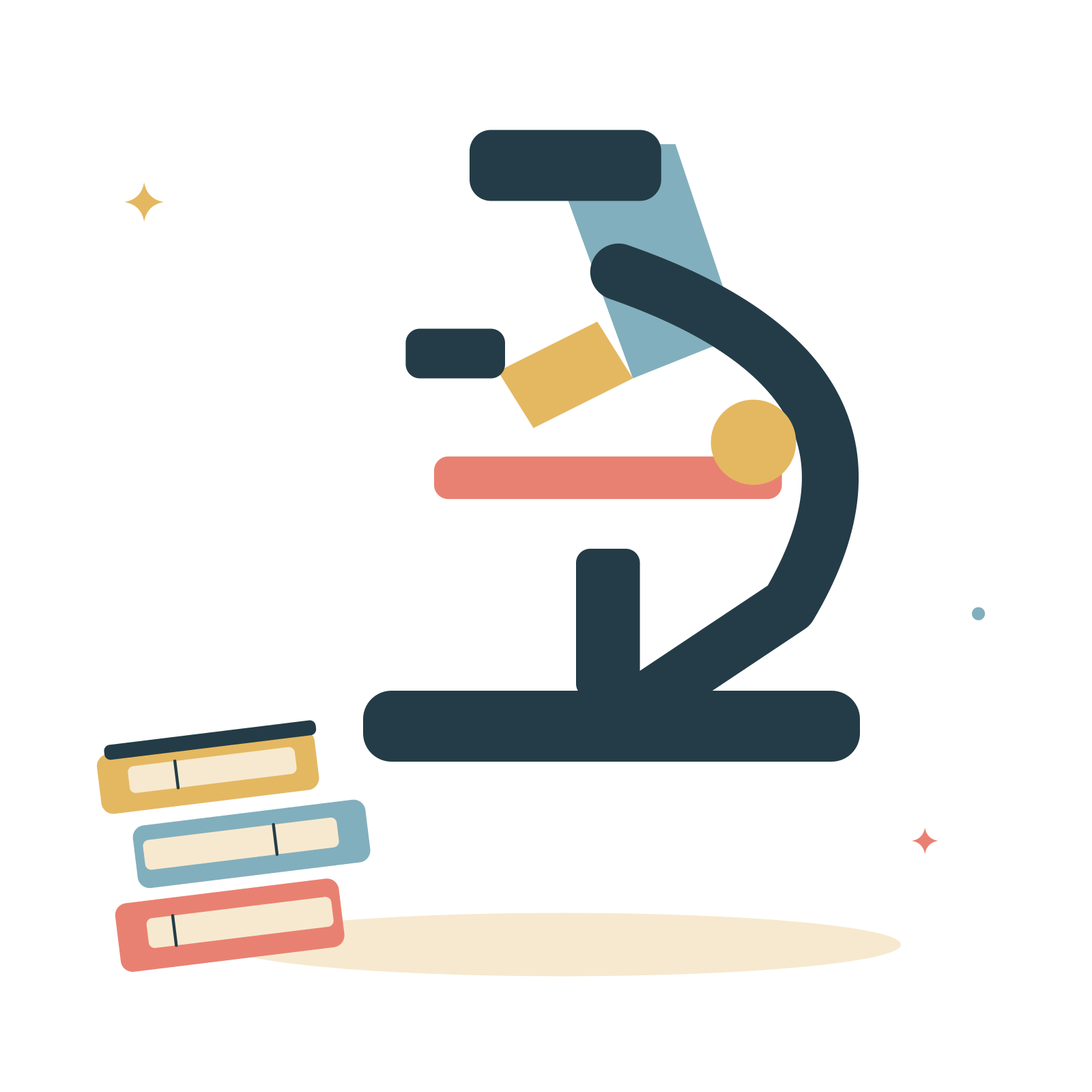 Classroom microscope and study book.