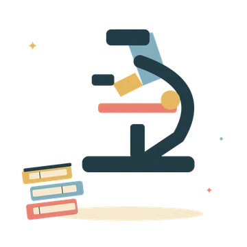 Classroom microscope and study book.