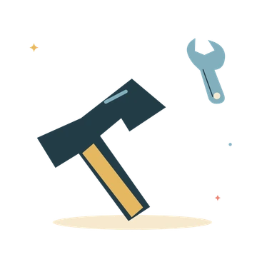 Workshop hammer and wrench.