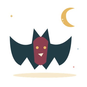 Midnight bat and crescent moon.