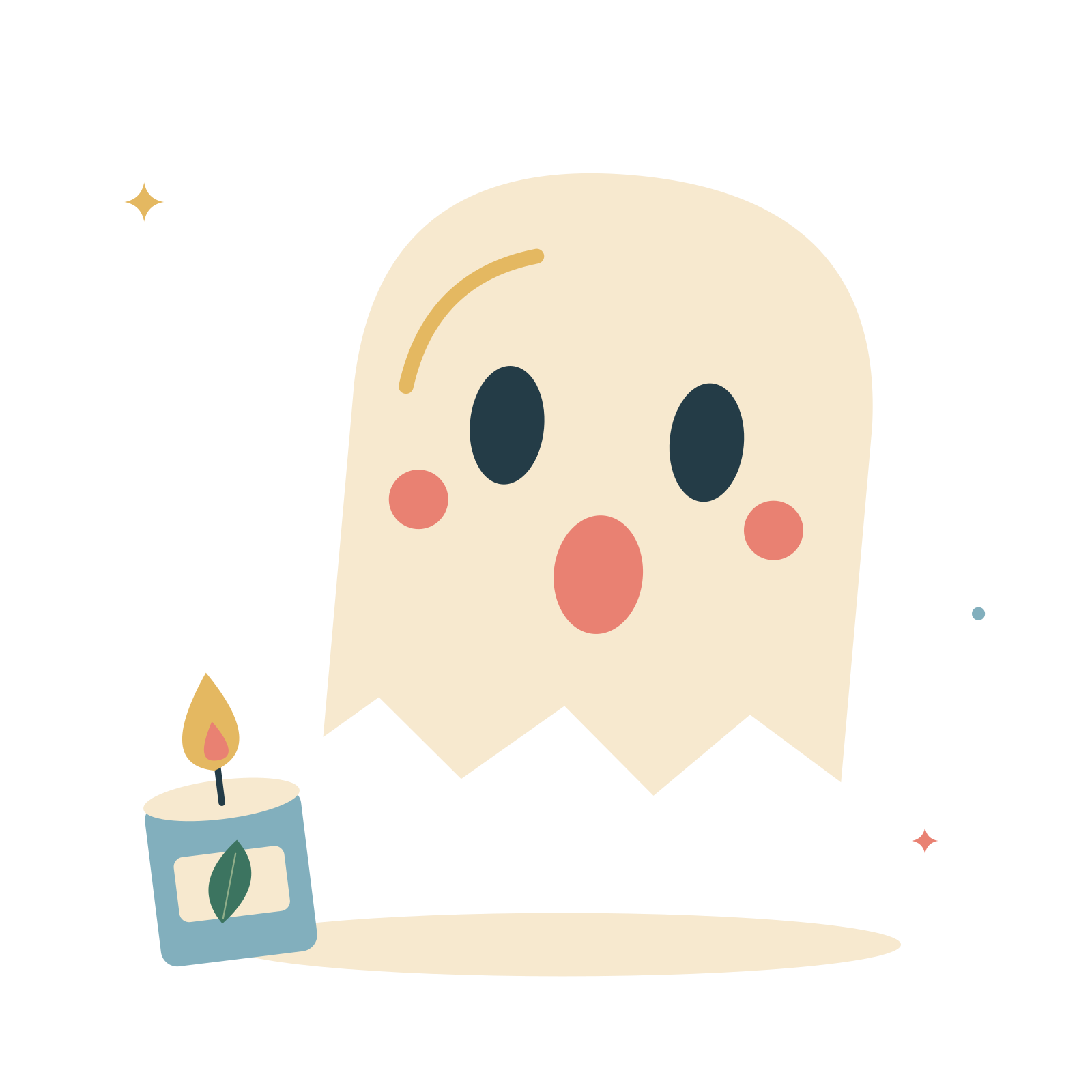 Friendly ghost with a little candle.