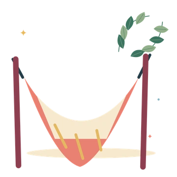 A quiet hammock and tropical leaves.