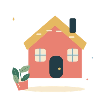 A welcoming cottage and green plant.