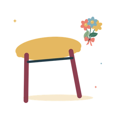 A little worktable and fresh flowers.