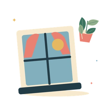 Sunny window and a little houseplant.