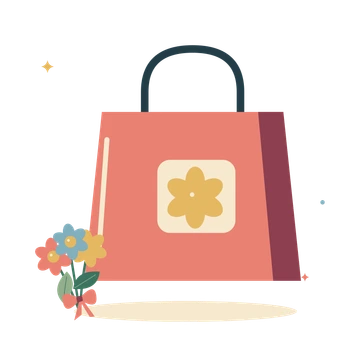 Flower gift bag and a little bouquet.