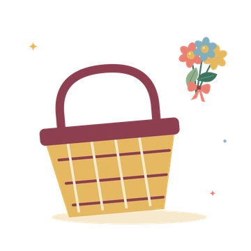 Garden basket and a bunch of flowers.