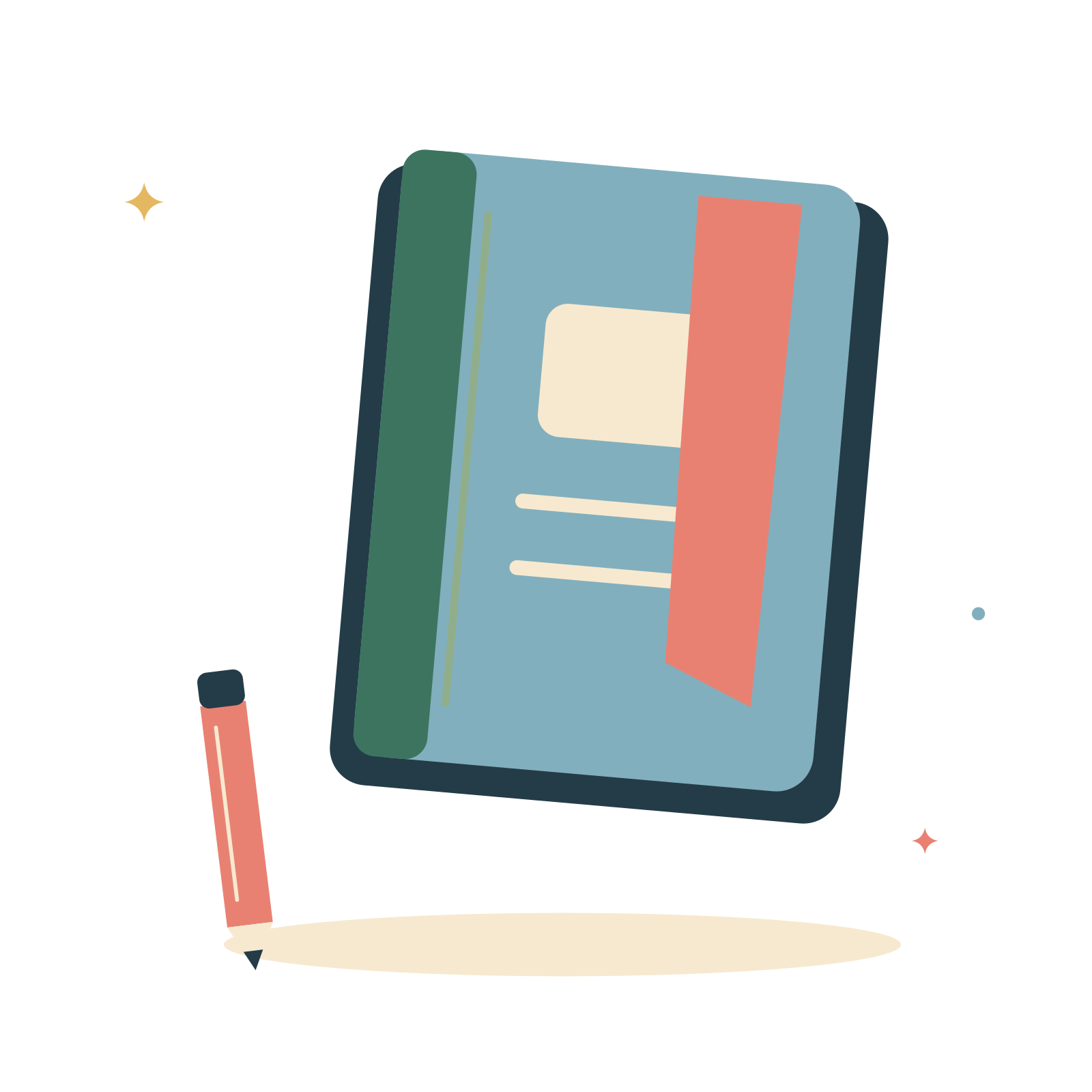 Planning journal and a bright pencil.
