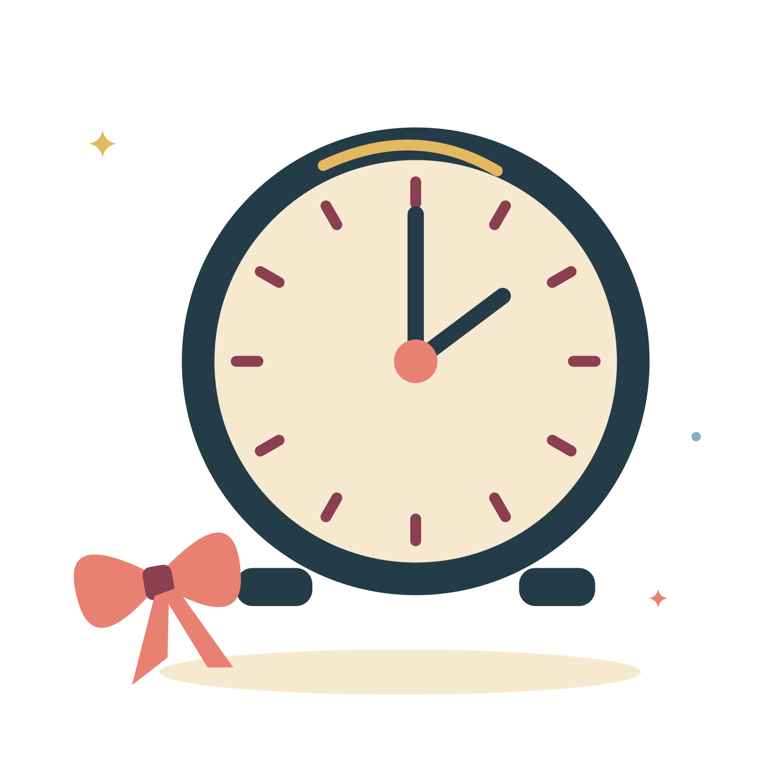 Midnight clock and party ribbon.