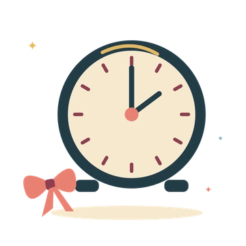 Midnight clock and party ribbon.