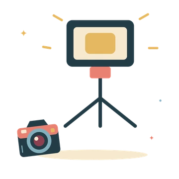 Studio light and a portrait camera.
