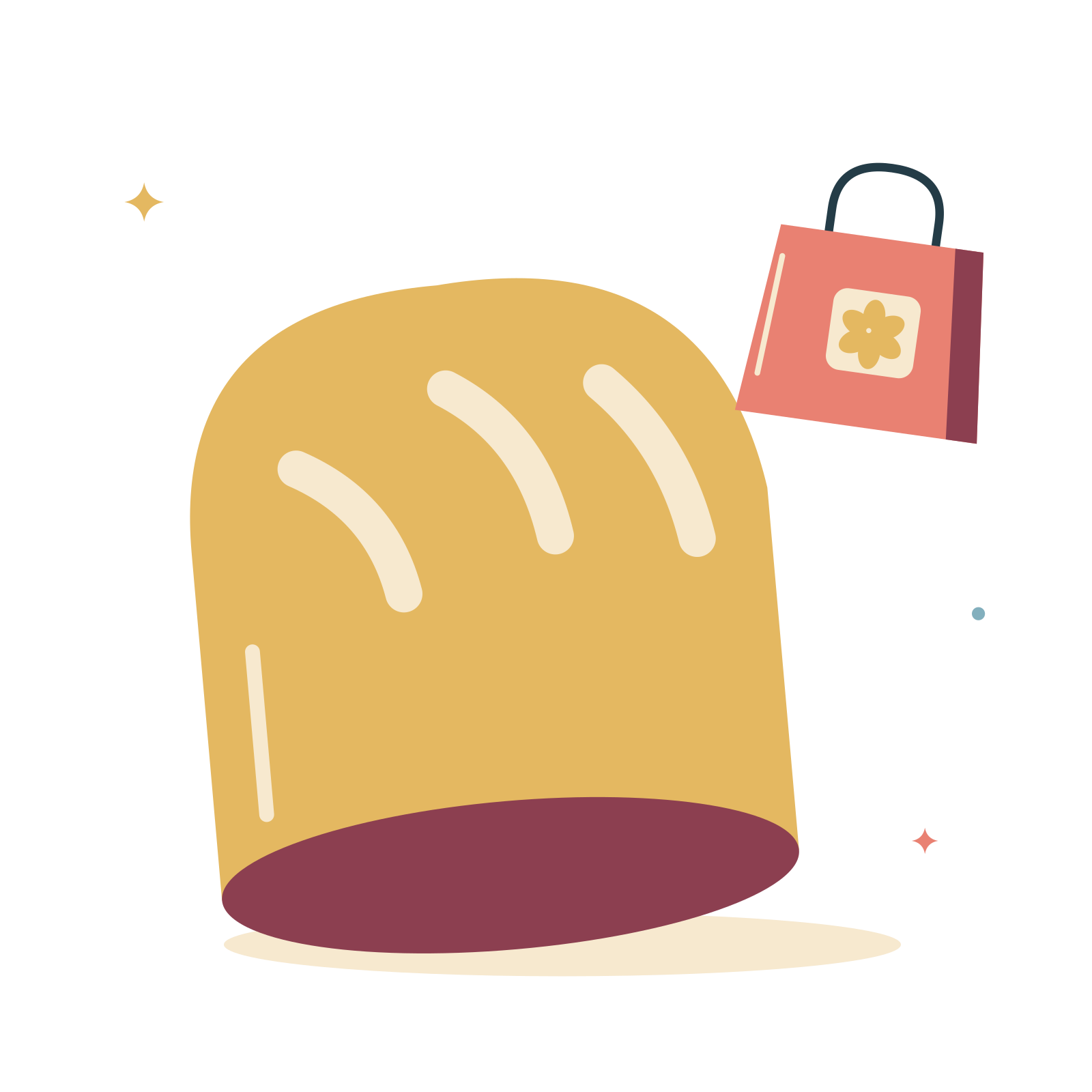 Artisan bread and a market bag.