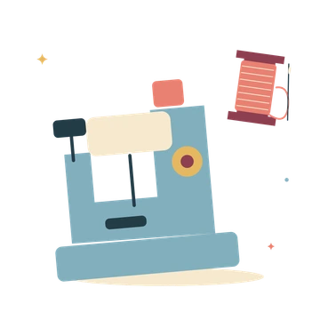 Sewing machine and spool of thread.