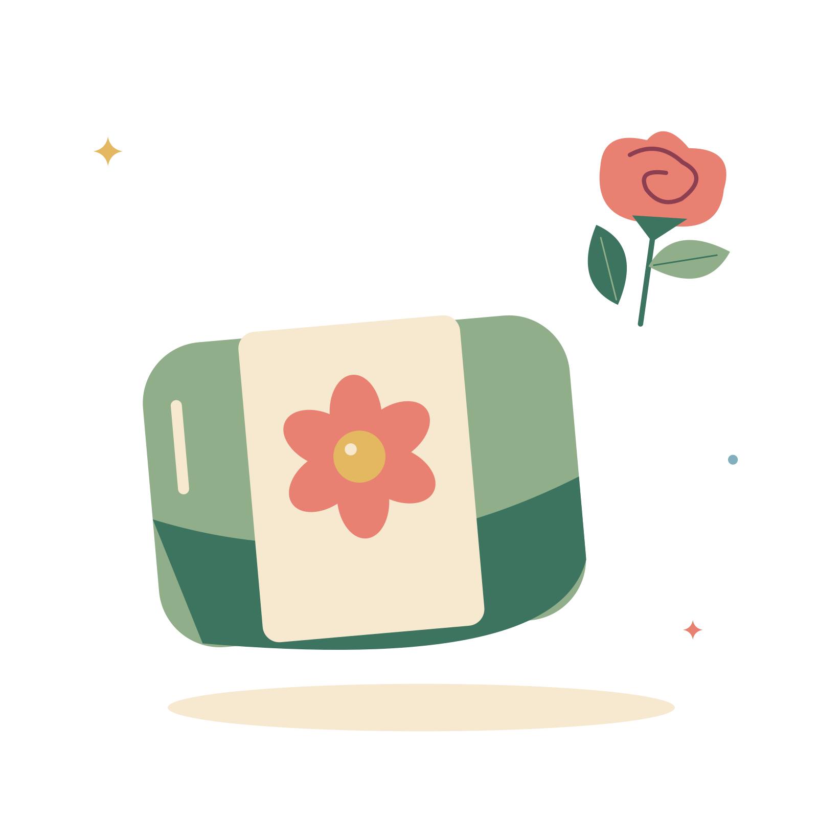Botanical soap and a fresh flower.
