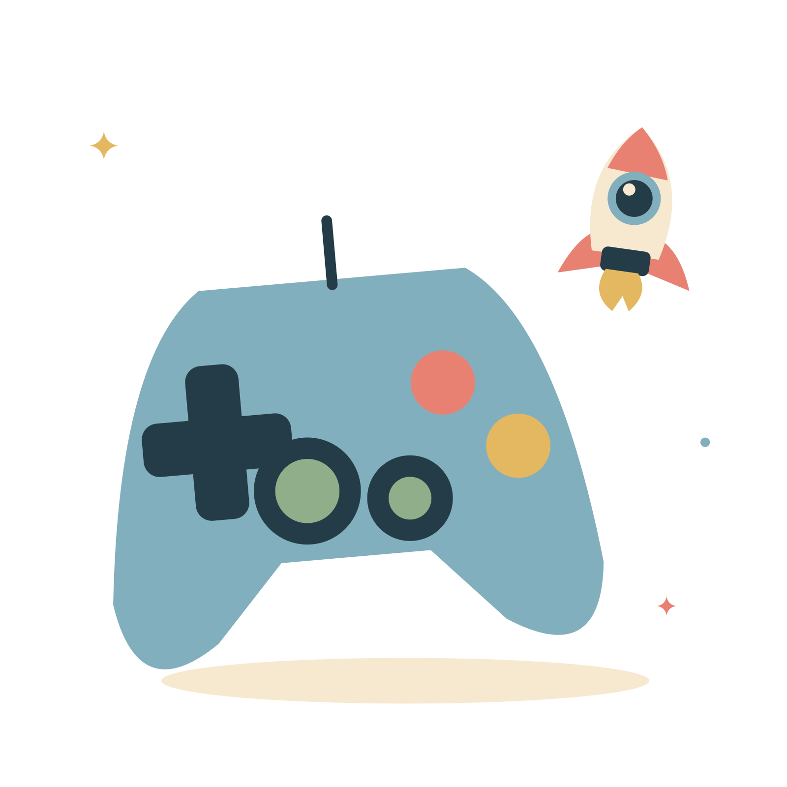 Game controller and a little rocket.