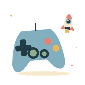 Game controller and a little rocket.