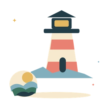 Lighthouse by rolling waves.