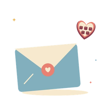 Love letter and heart shaped chocolates.
