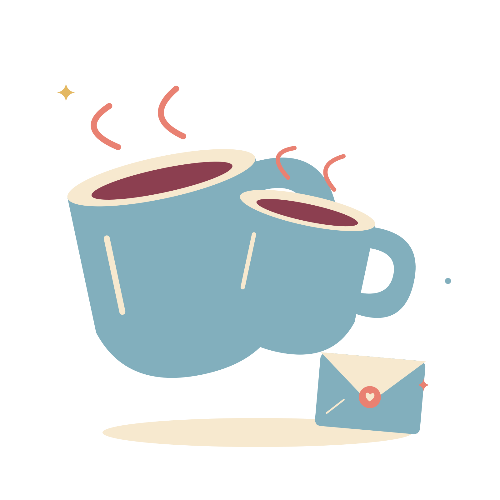 Two warm mugs and a love note.