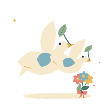 Wedding doves and a floral spray.