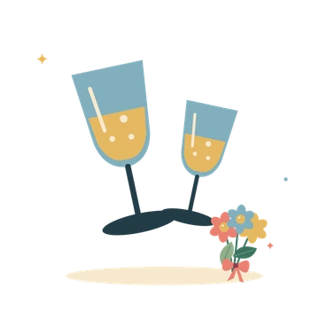 A wedding toast with flowers.