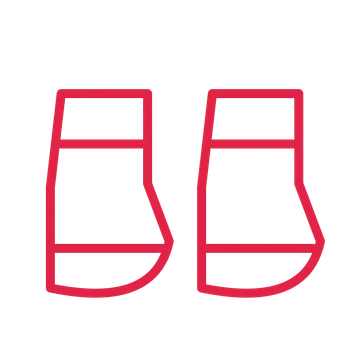 Baby booties in an outline drawing with clear rounded lines.