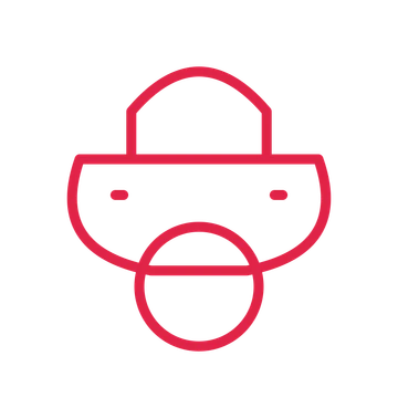Baby pacifier in an outline drawing with clear rounded lines.