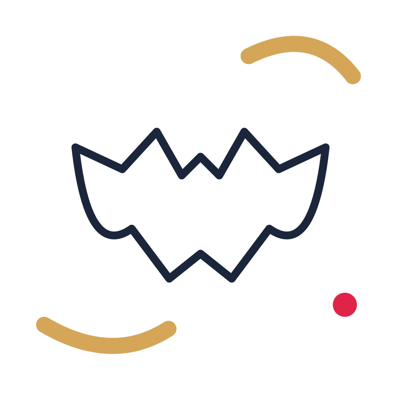 Halloween bat in a duotone drawing with clear rounded lines.