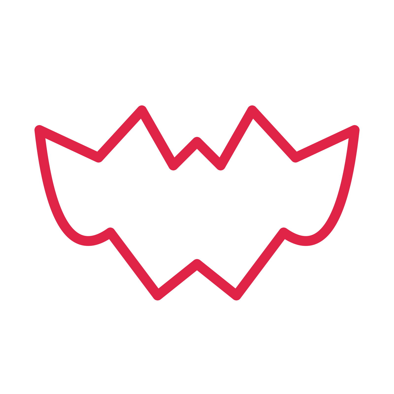 Halloween bat in an outline drawing with clear rounded lines.