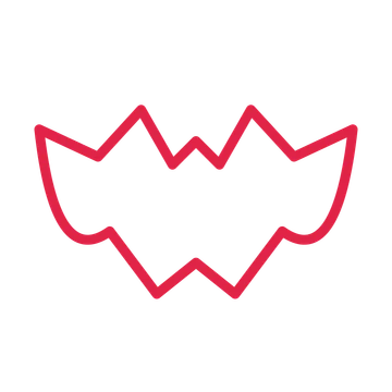 Halloween bat in an outline drawing with clear rounded lines.