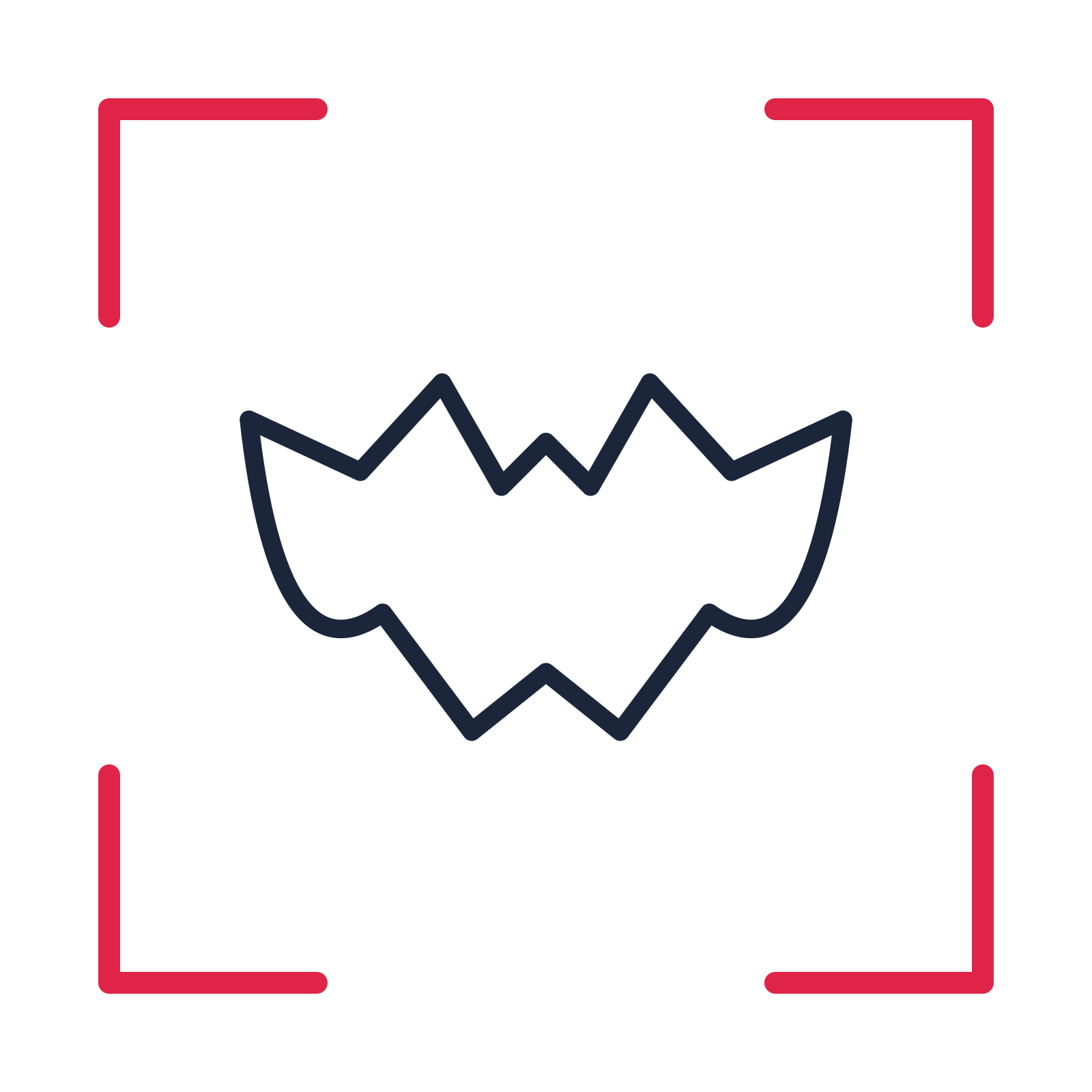 Halloween bat in a sketch frame drawing with clear rounded lines.