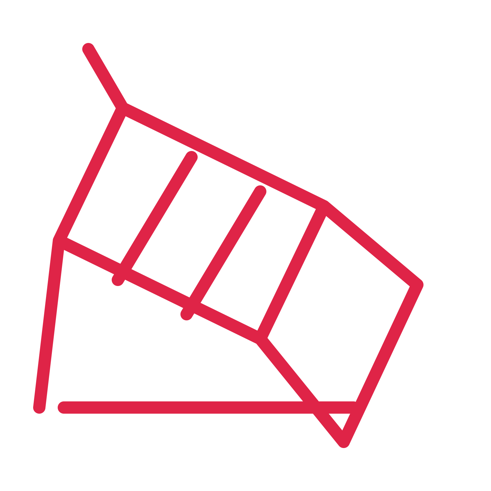 Holiday beach chair in an outline drawing with clear rounded lines.