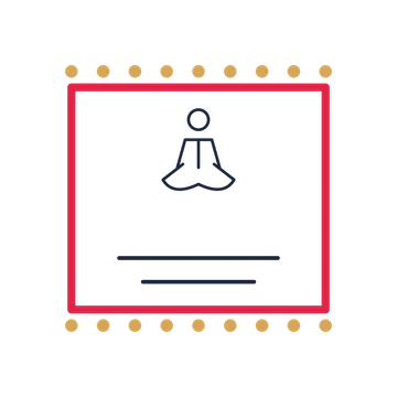 A stamp label composition featuring meditation pose for Beauty & wellness designs.