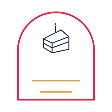 A arch label composition featuring layered birthday cake slice for Birthdays designs.