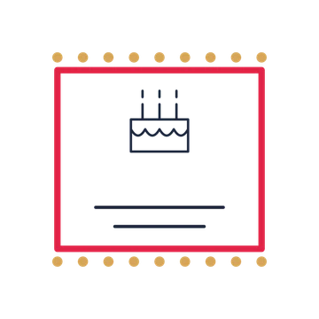 A stamp label composition featuring birthday cake with candles for Birthdays designs.