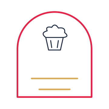 A arch label composition featuring cupcake with frosting for Birthdays designs.